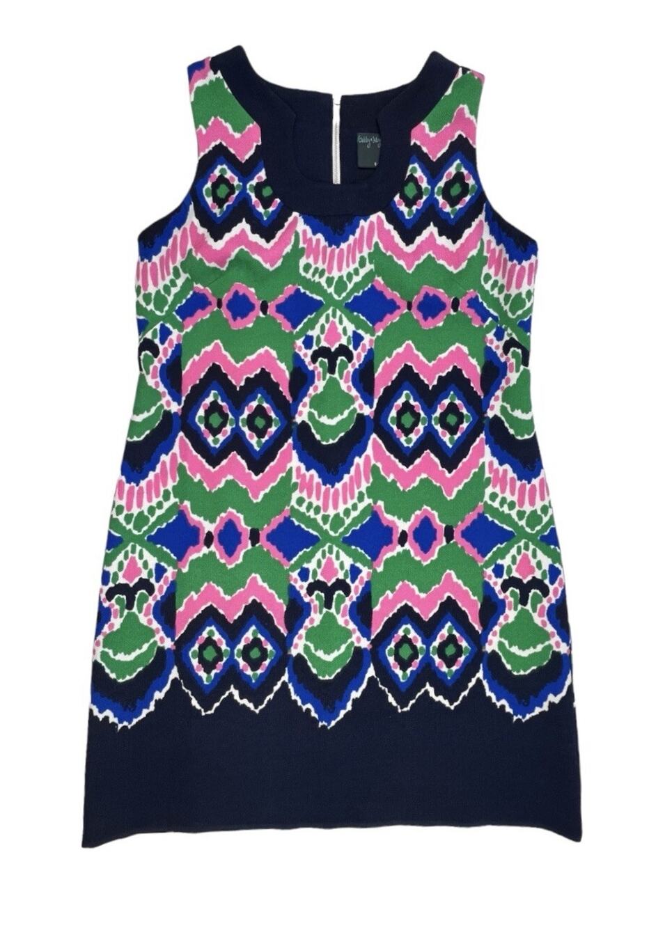 Gabby Skye Dress Ikat Print Shift Sleeveless Womens 14  Pink Green Blue
